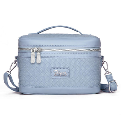 Travel Makeup Bags Cosmetic Organizer Bag: Large Capacity Make up Bag Case with Mirror Set of 2 - Crossbody Toiletry Bag for Women (Blue)