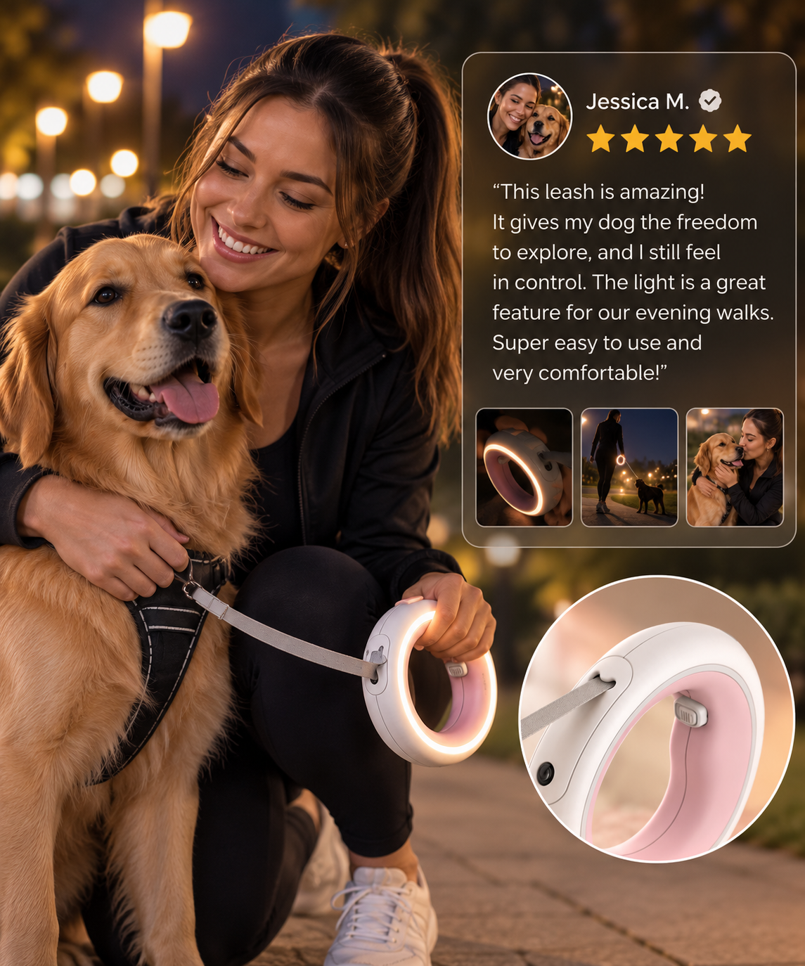 GlowPaw™ LED Retractable Dog Leash