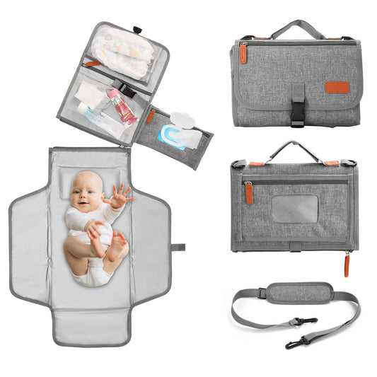 EXLIFBAG Portable Changing Pad Diaper Changing Pad for Newborn Girl & Boy Waterproof Travel Changing Mat with Shoulder Strap Baby Gift