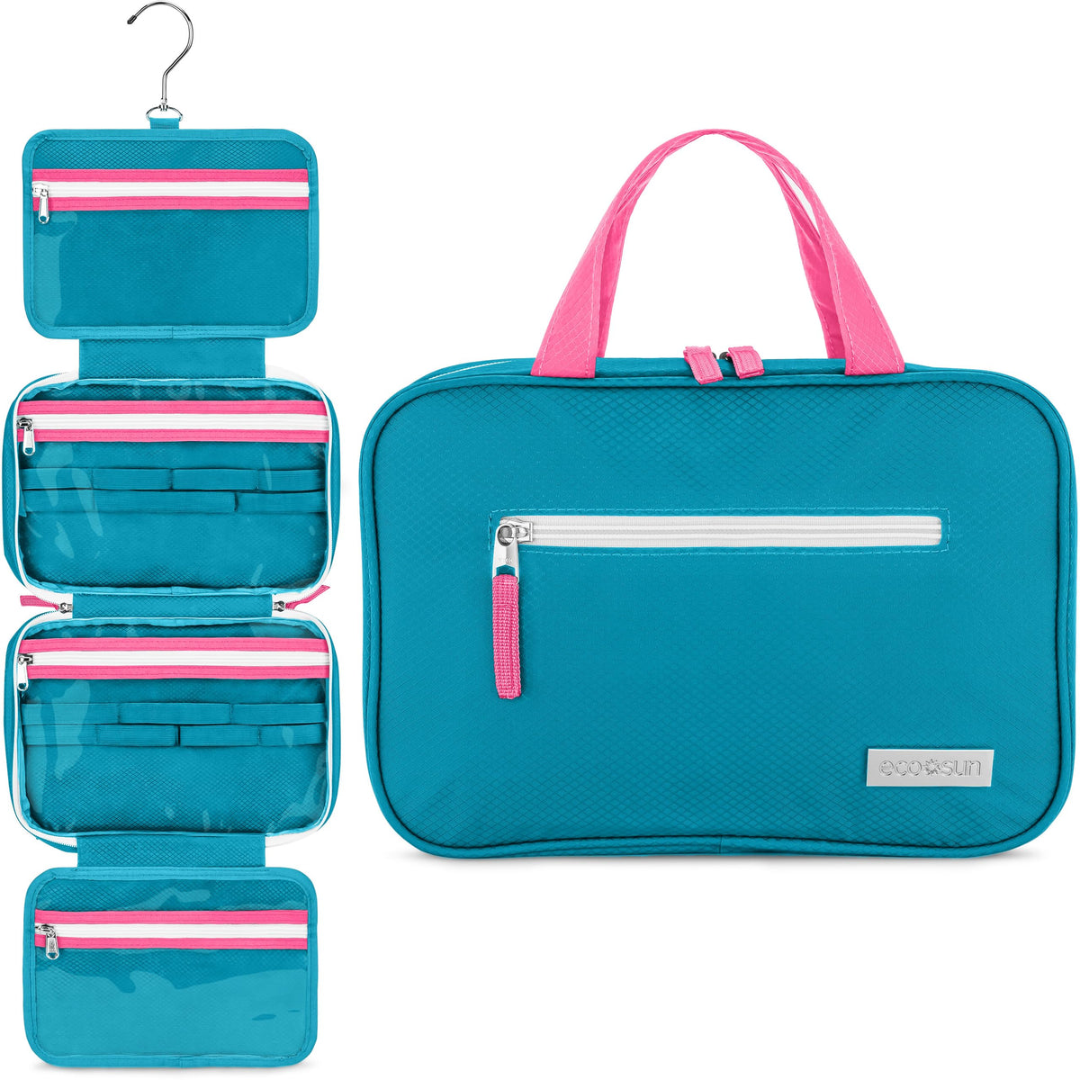 Eco Sun Hanging Travel Toiletry Bag — Designed in Hawaii — Water-resistant Travel Organizer for Bathroom Accessories